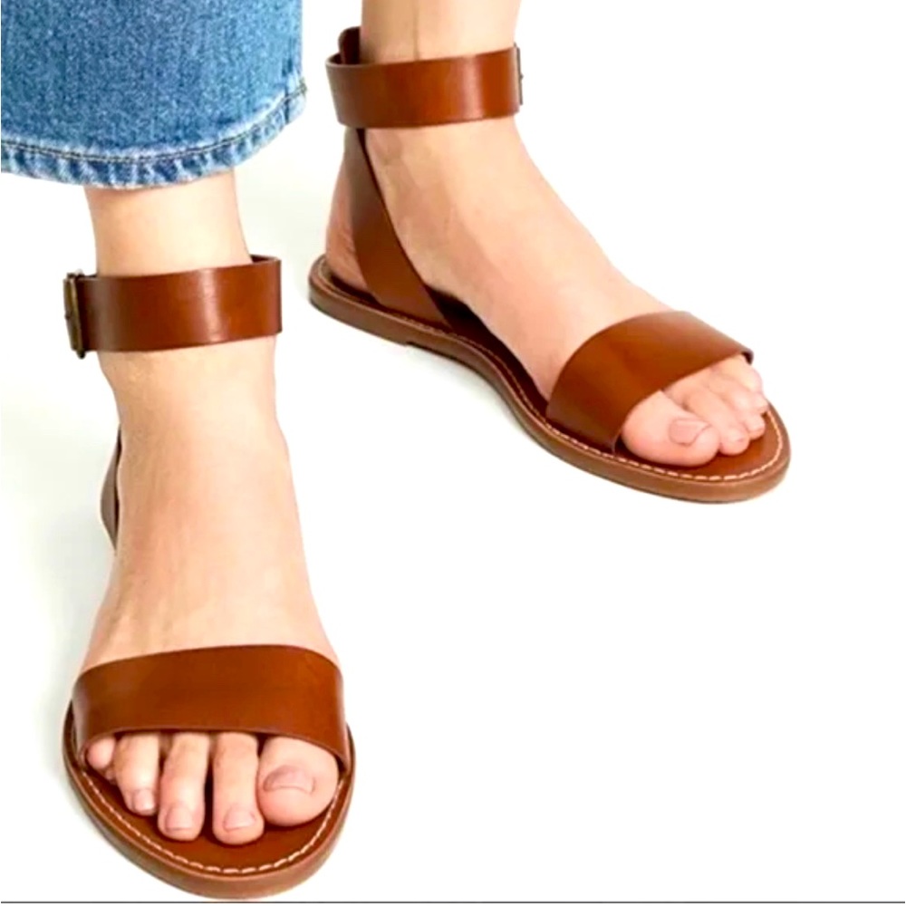 Women’s Brown Leather Ankle-Strap Sandals